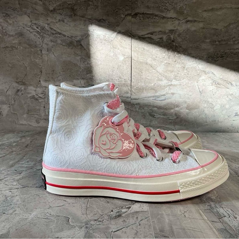 Women’s White & Pink Chuck 70 High Top Sneakers - Picture 6 of 7
